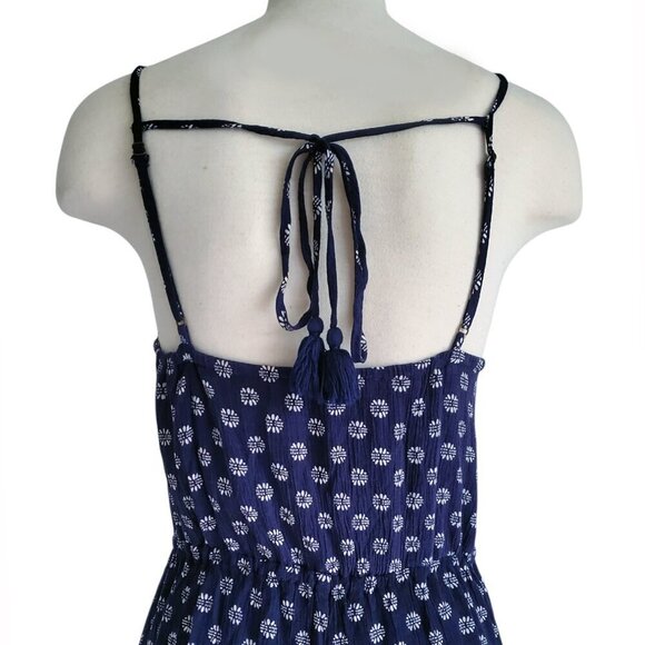 1. State Gypsy Night Embroidered Navy V-Neck High-Slit Wide-Leg Jumpsuit Size S - Picture 5 of 16